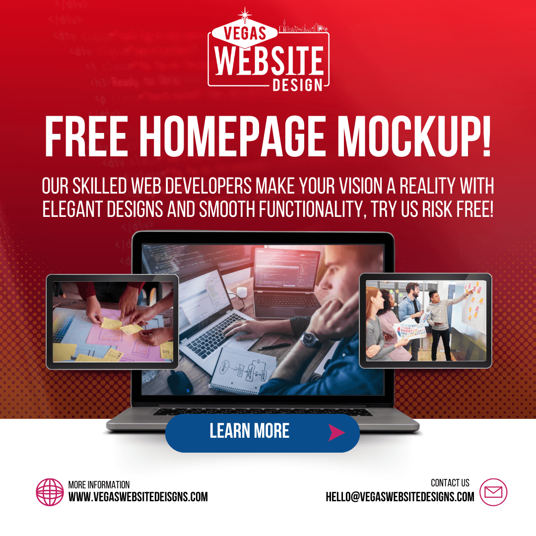 VegasWebsite's tweet image. Your website&apos;s first impression is crucial, and we&apos;re here to perfect it! 🎨 Claim your FREE homepage mockup at VegasWebsite and captivate your audience right away. #WebDesignFacts #DidYouKnow 🖥️✨