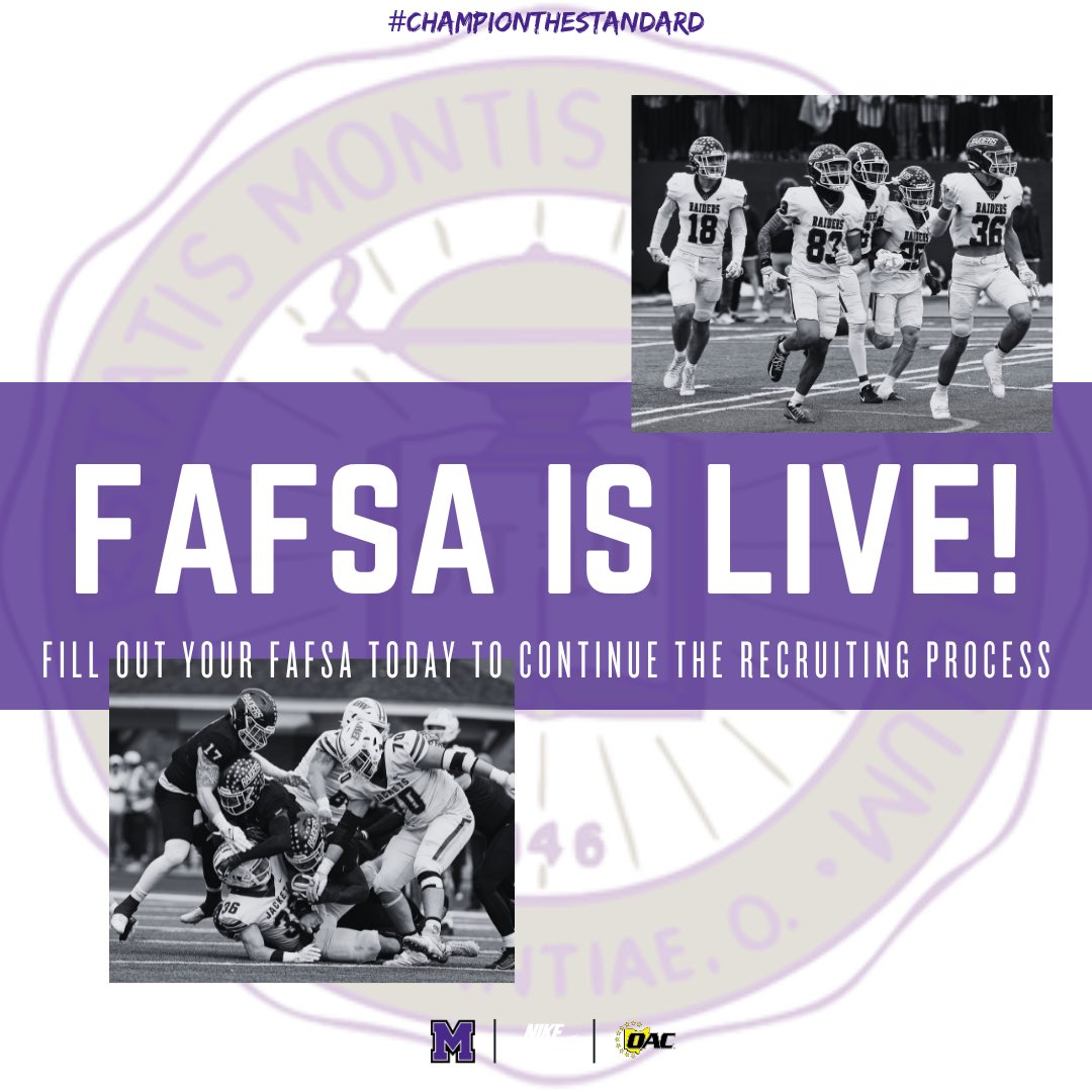 🚨Attention Prospective Stutdent-Athletes🚨 FAFSA IS LIVE! Be sure to log on to fafsa.gov and fill it out today! #ChampionTheStandard