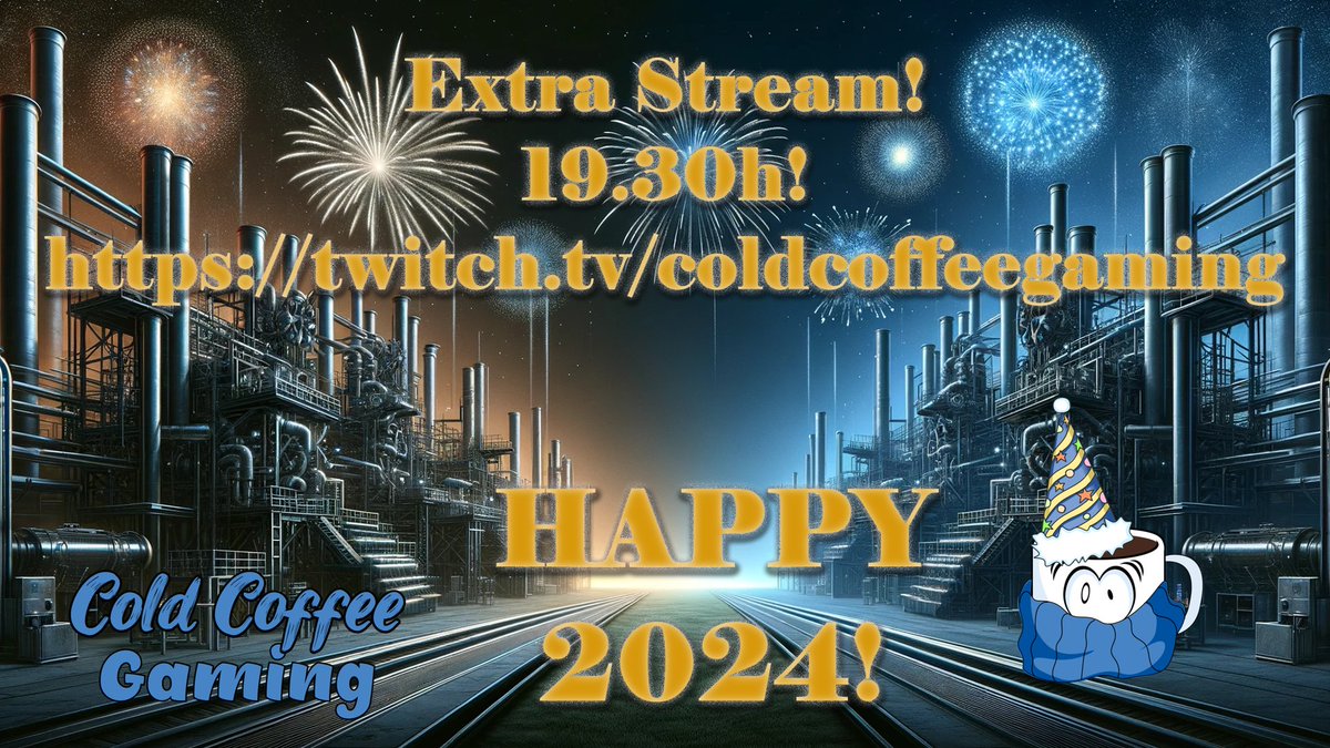 🥳 Happy 2024! Join #ColdCoffeeGaming tonight for an extra stream! 19.30h-21.30h 🎮 No races, just good old gaming fun. Let's start the new year right!

Tune in: twitch.tv/coldcoffeegami… #ExtraStream #HappyNewYear