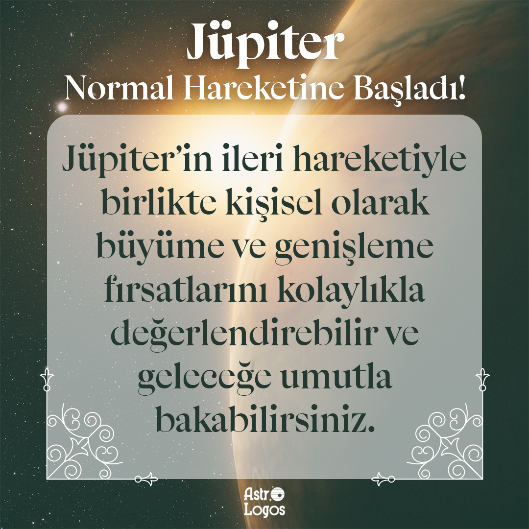 Jüpiter Normal Hareketine Başladı! ✨

#AstrolojiGünlük #BurçYorumları #AstroTahminleri #GünlükBurç  #Yıldızlar #AstrolojiAşk #Zodyak  #AstrolojiDünyası #DoğumHaritası #AstrolojiBakışı #AstrolojiRehberi #Burçlar #GünlükAstroloji #AstroTrendler #AstrolojiEtkileşim #astroloji