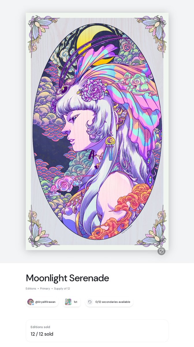 'Moonlight Serenade' officialy SOLD OUT on <a href="/exchgART/">Exchange Art</a> !

Cannot believe it! 
Huge thanks for the warm welcome on Solana artists and collectors who appreciate my work 😁🙏🏼