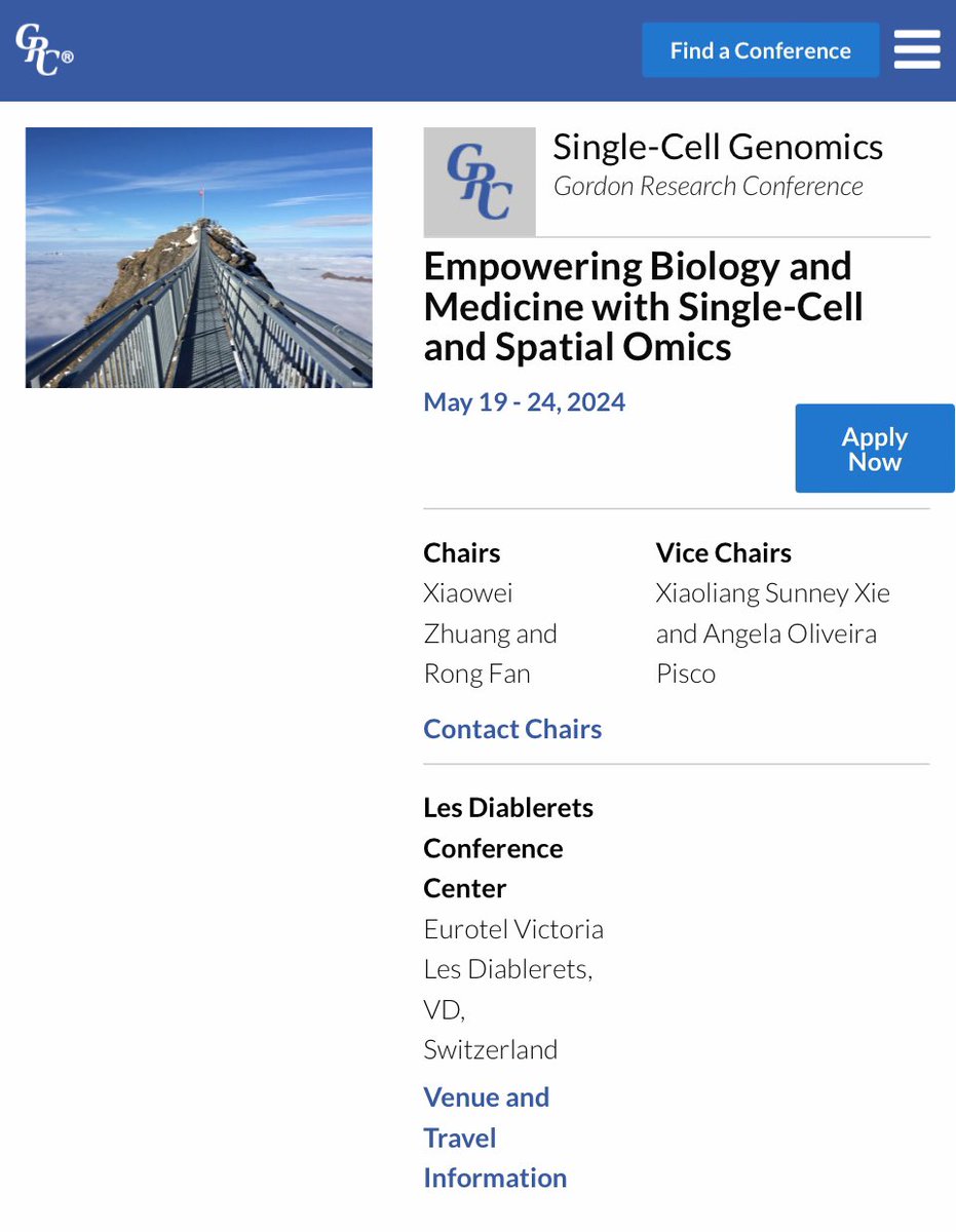 Happy New Year!! Single-Cell Genomics 2024 Gordon Research Conference to be held in the breathtaking Swiss Alps! 🤩🤩🤩 We plan to finalize the program this month. If you are interested in presenting opportunities, please submit your abstracts ASAP! 

grc.org/single-cell-ge…