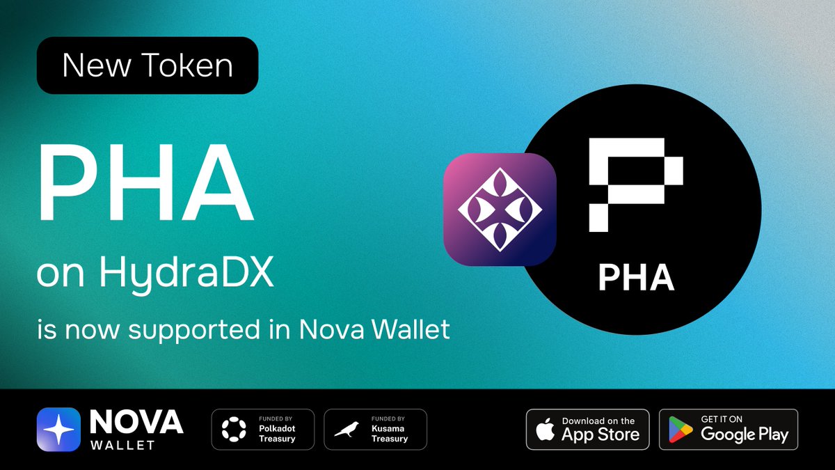 A new token on HydraDX is now supported in Nova Wallet! 🎉

You can now manage your <a href="/PhalaNetwork/">Phala Network</a> PHA tokens on <a href="/hydra_dx/">Hydration</a> in Nova Wallet! ✨

Download Nova Wallet! 🚀
novawallet.io