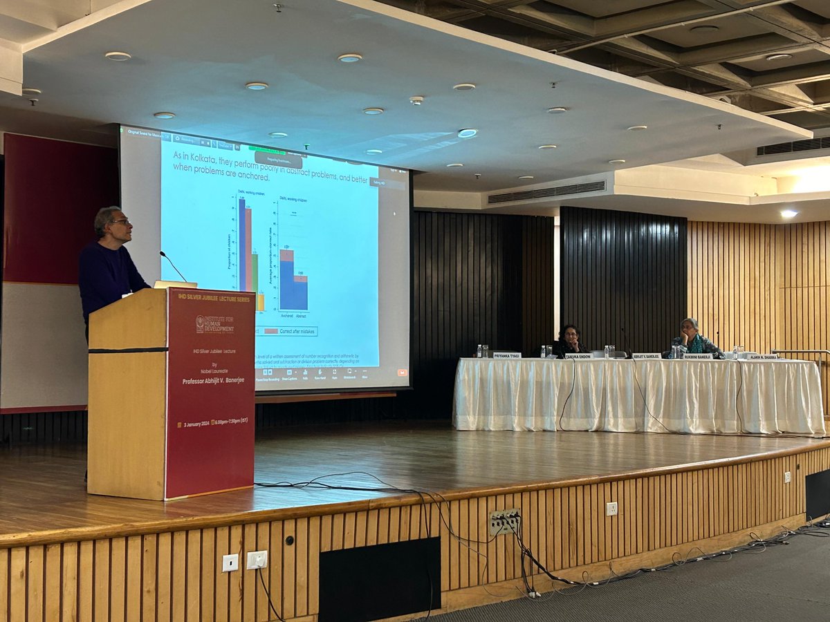 TweetIHD's tweet photo. Join #NobelLaureate Prof. #AbhijitBanerjee for a deep dive into "Street Smart vs School Smart" in math education. Tune in now: https://t.co/LiOIuEnat1
#IHDSilverJubileeLecture #MathEducation #LiveLecture #EducationReform https://t.co/uzW225RV0G