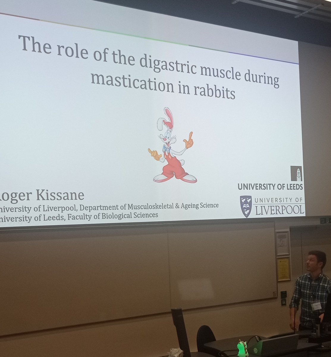 Next up is Roger Kissane, University of Liverpool and University of Leeds, Witham talk on the role of the digastric muscle during mastication in rabbits #AnatSocWinter #anatomy