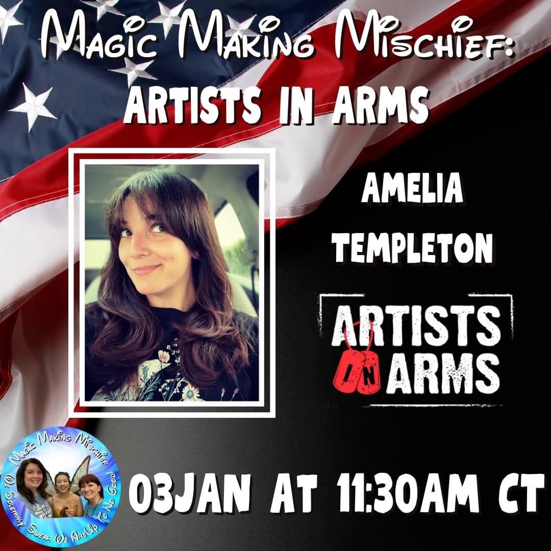 Kicking off Season 2 of Magic Making Mischief honoring Artists in Arms! Join us, along with executive director Amelia Templeton to talk about Artists In Arms TODAY at 11:30AM CT! #FB: facebook.com/profile.php?id… Mombierella’s #YouTube: youtube.com/c/Mombierella C.J.’s #youtubechannel:…