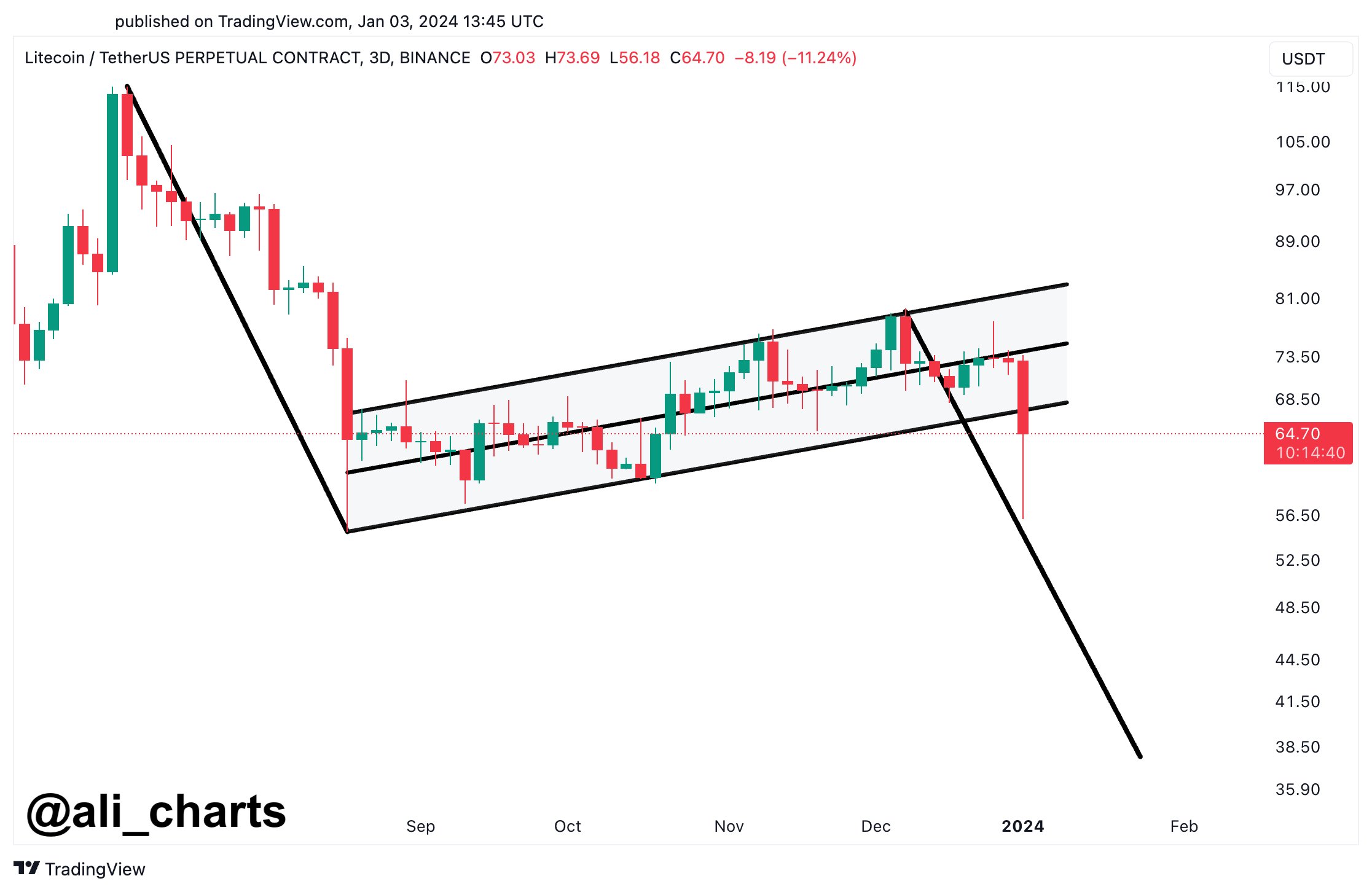 Litecoin Bear Flag