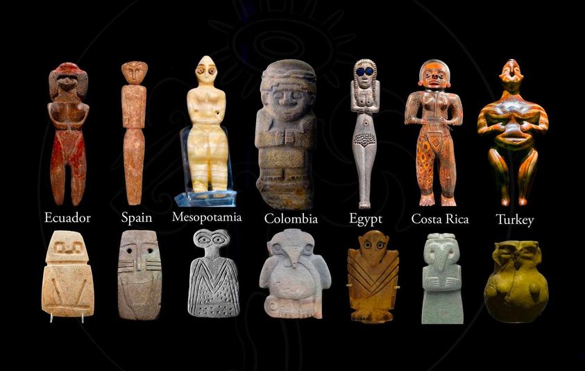 MC_Floh's tweet photo. #Depictions from all over the world:
Same (#Alien) "#Visitors" or just banal "Cultural #Transfer"?
🧐🤔
• Cruciform Figurines & #Bird Goddesses (tl)
• Mother Goddesses & #Eye Idols (tr)
• Neolithic #Snake & Bronze Aage Bird goddesses (bl)
• #Dragon Eyes (br) https://t.co/9d4Lgyobf4