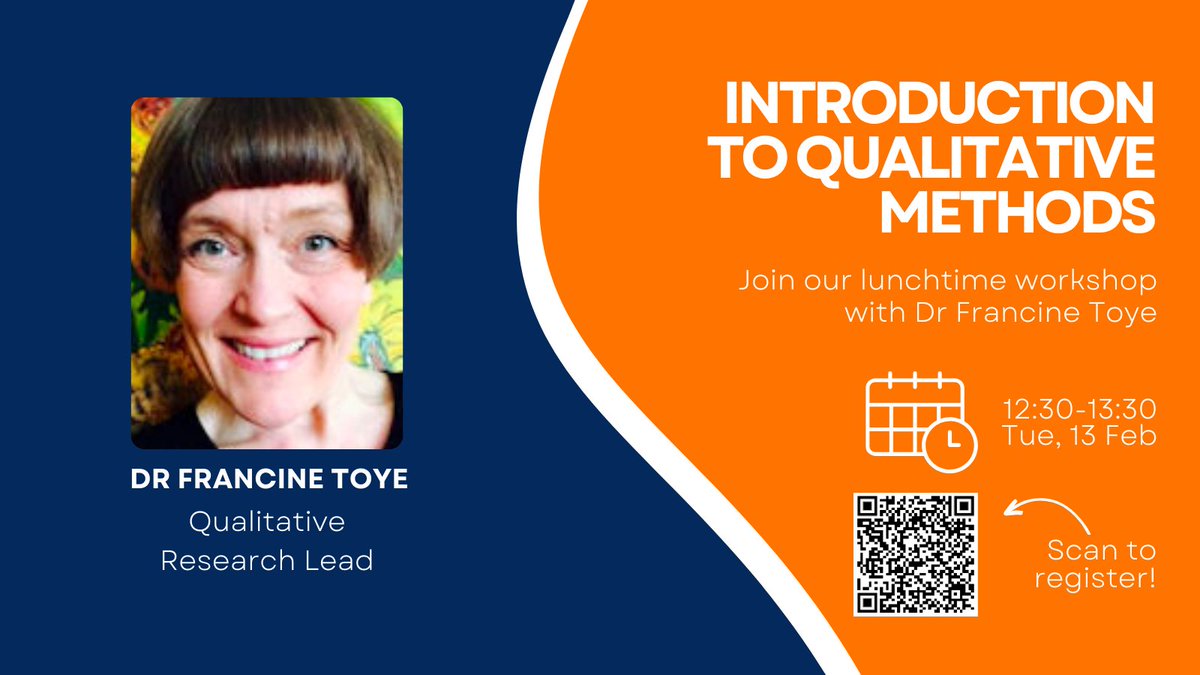 We are delighted to announce our latest lunchtime research workshop for AHPs! Dr @FranToye will lead an introduction to qualitative methods next month, don't miss out! 🗓️ Tuesday 13th Feb ⏰ 12:30 - 13:30 👉Register: eventbrite.co.uk/e/introduction…