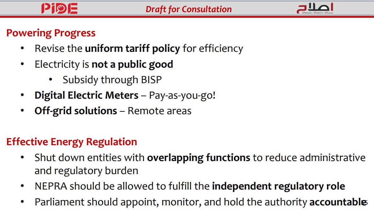 PIDEpk's tweet photo. For energising the future, @PIDEpk Reform Agenda proposes for effective energy regulation, on decentralising energy companies’ management, on market based oil & gas sectors, effective oil & gas regulations & petroleum pricing. #Islaah #Reform
PDF: https://t.co/ZiKmnKGeY7 https://t.co/NtzCI19rDQ