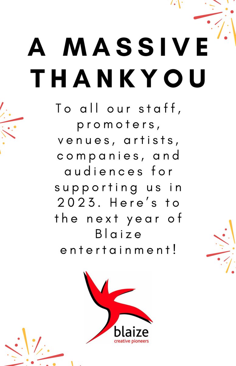 Happy New Year! From everyone here at Blaize, wishing you a 2024 filled with song, dance, music and entertainment! ⭐️ #NewYear #Livelincs #ArtERY