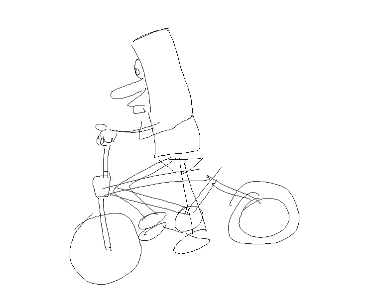 picture of spongebob riding a bicycle i drew when drunk out of my mind on new years