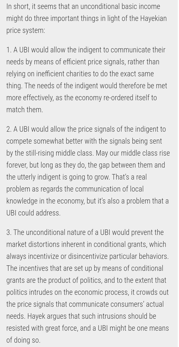 'As real incomes rise, the price system may run into trouble on the low end of the economic spectrum: How can someone send a price signal when they don’t have any money at all?' Without universal basic income, inexpensive, high-quality basic consumption goods are underprovided,…