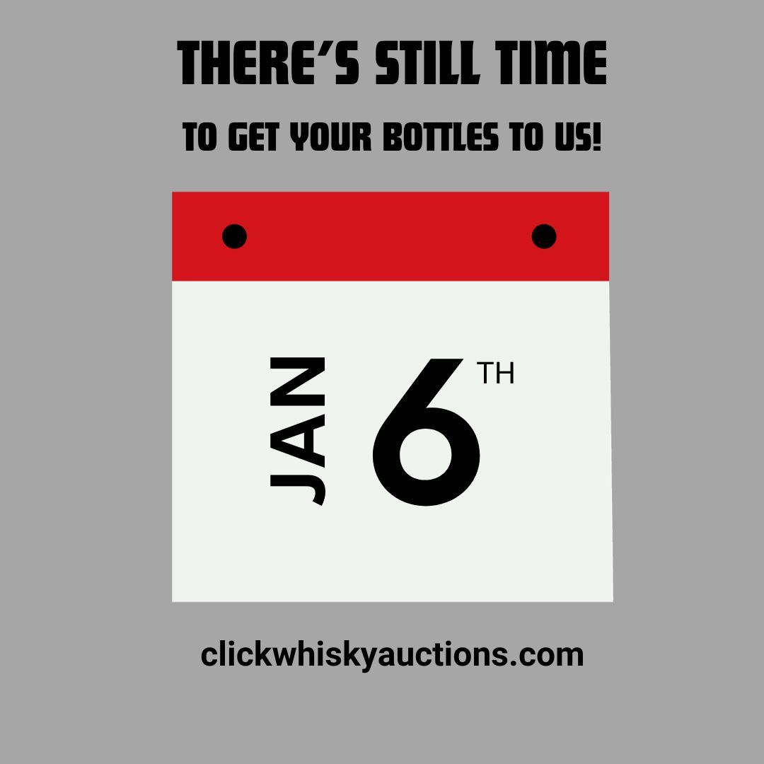 There's still time to get your bottles into our January Auction! Contact us or drop them off by Saturday 6th January #clickwhiskyauctions #clickwhisky #whisky #whiskyauction #bottledrop #sellwhisky #malt