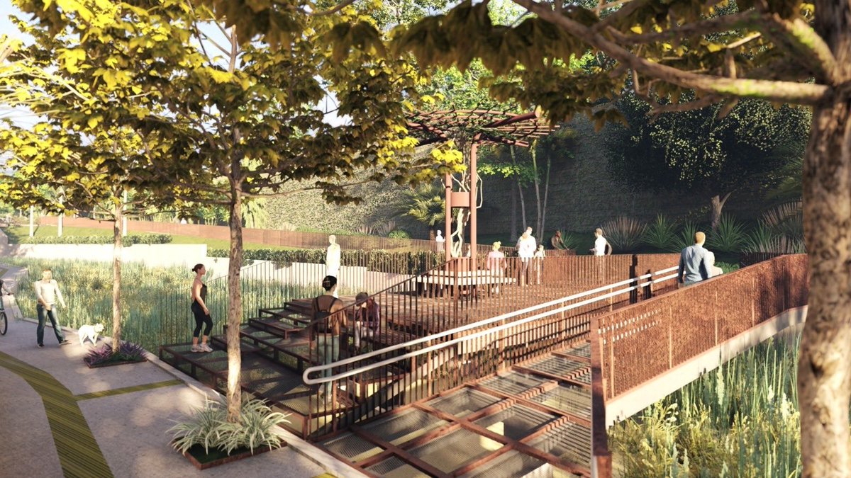 NoticieroSLV's tweet photo. Como parte de la transformación que atraviesa El Salvador, el Gobierno inició hoy la edificación de un nuevo espacio público de calidad, ubicado en Antiguo Cuscatlán. https://t.co/ijdZZ55D1h