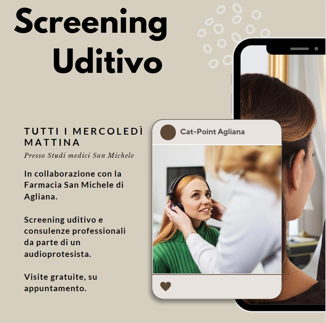 cat_hearing's tweet photo. Continua la nostra collaborazione con la farmacia San Michele di Agliana
Tutti i mercoledì mattina potrai trovarci per uno screening uditivo e una consulenza professionale da parte di un audioprotesista.
Visite gratuite, su appuntamento.
#prevenzione #benessereuditivo #ipoacusia https://t.co/tmvyU4BjOy