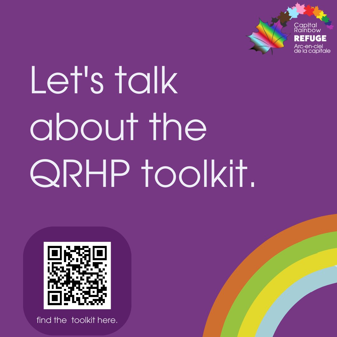 CapitalRefuge's tweet photo. We've got resources at Capital Rainbow to help you start your LGBTQI+ refugee claim. The QRHP toolkit is the go-to guide to navigating  a process that can sometimes feel confusing. Scan the qrcode or find it here: https://t.co/NyfKWrMx1a   #LGBTQI+ #refugeeclaim #CapitalRainbow https://t.co/rhaGZiT45g