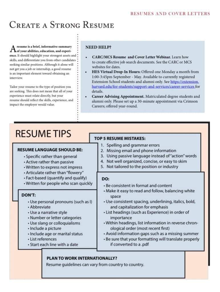 Harvard University Resume Tips #AcademicTwitter