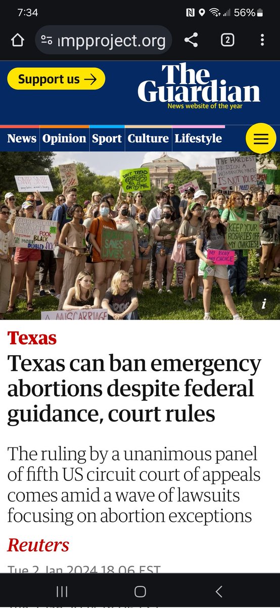 A federal appeals court ruled on Jan. 2nd that ER doctors in Texas can't perform abortions to save pregnant women. This will end up going to SCOTUS. Presidents appoint SCOTUS justices, the Senate confirms them. Letting women die is not 'pro life'.