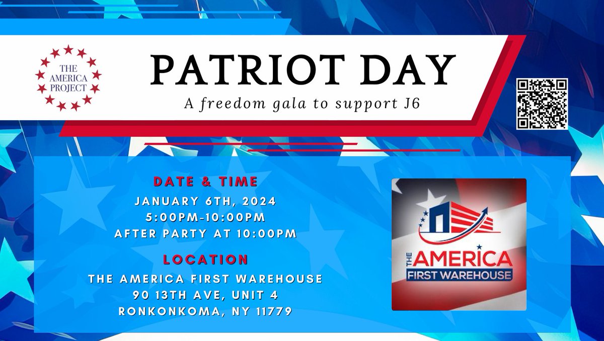 TheAmericaProj's tweet image. 🚨 Only a few left! Under 100 tickets remaining, thanks to #TheAmericaProject's 200-ticket donation for #PatriotDayGala, Jan 6. Don't miss your chance to join @PatrickByrne, @SiakaMassaquoi, @KyleSeraphin, #SteveBaker, #DomLucre, #SmithBros, #SonyaLaBosco, &amp;amp; more at