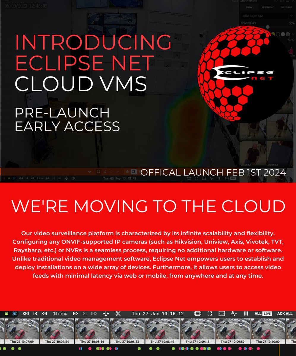 EclipseSurv's tweet image. Subject: Unlock Exclusive Early Access to Eclipse Net Video Cloud Service – Join Our Webinar!

Details for the Eclipse Net Webinar:
Date: Jan 17th
Time: 9:45-11:00am
Registration Link: calendly.com/eclipsecctv/ec…