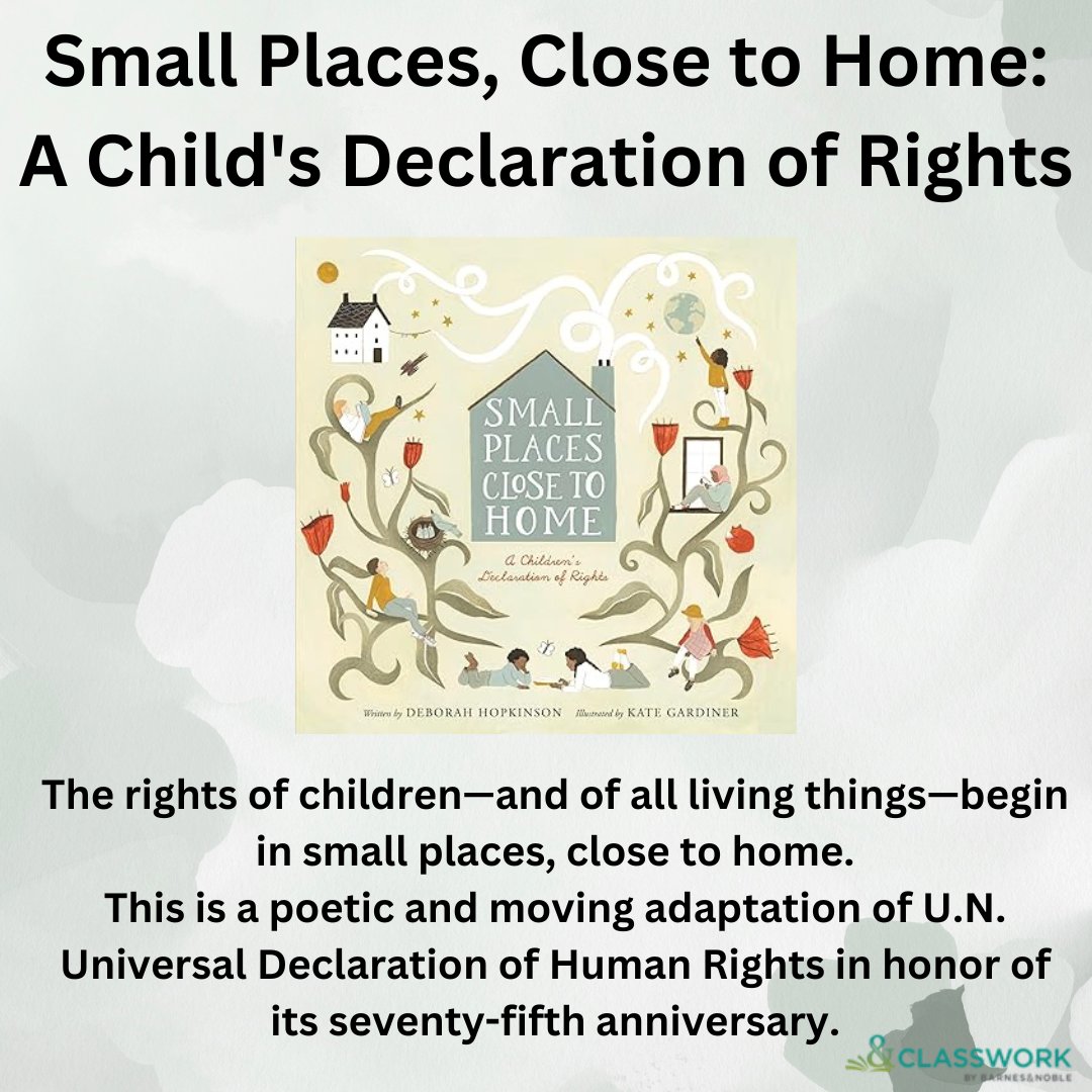 Today's #SELSpotlight is Small Places, Close to Home : A Children's Declaration of Rights -  'this quietly powerful book will promote discussions about important topics.” (@KirkusReviews). This is a perfect book to add to your library and read this year!