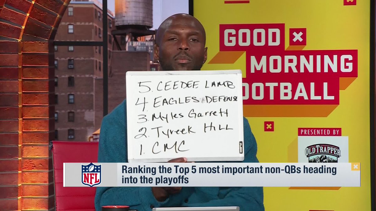 gmfb's tweet photo. Who are the Top 5 most important non-QBs heading into the playoffs? https://t.co/Dl8DZHsYJI