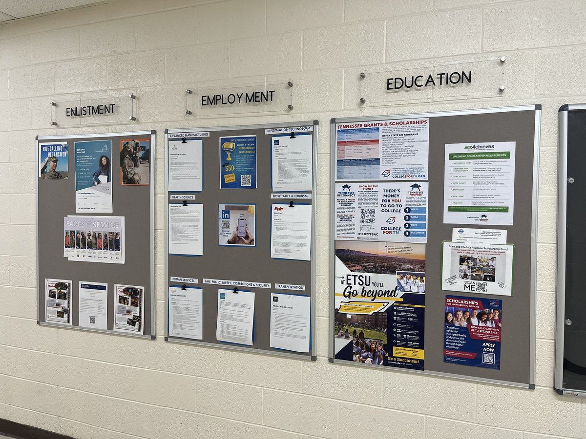 aaronflanary's tweet image. Loving our new display boards that highlights and showcases the 3 Es @GreeneTechCtr @GreenevilleCity @GreeneCoSch #continousimprovements #careerexploration