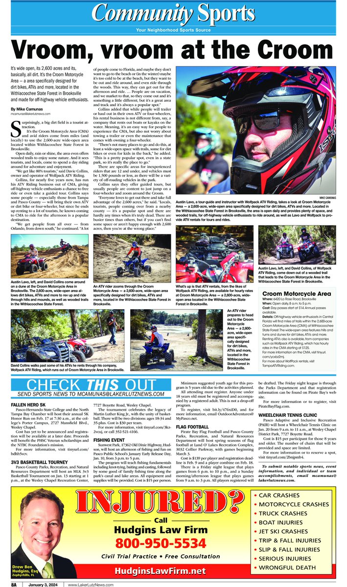 The Jan. 3 <a href="/LakerLutzNews/">The Laker/Lutz News</a> Community Sports Page feat. four-wheeling. #localnews #Journalism  <a href="/APSE_sportmedia/">APSE</a>