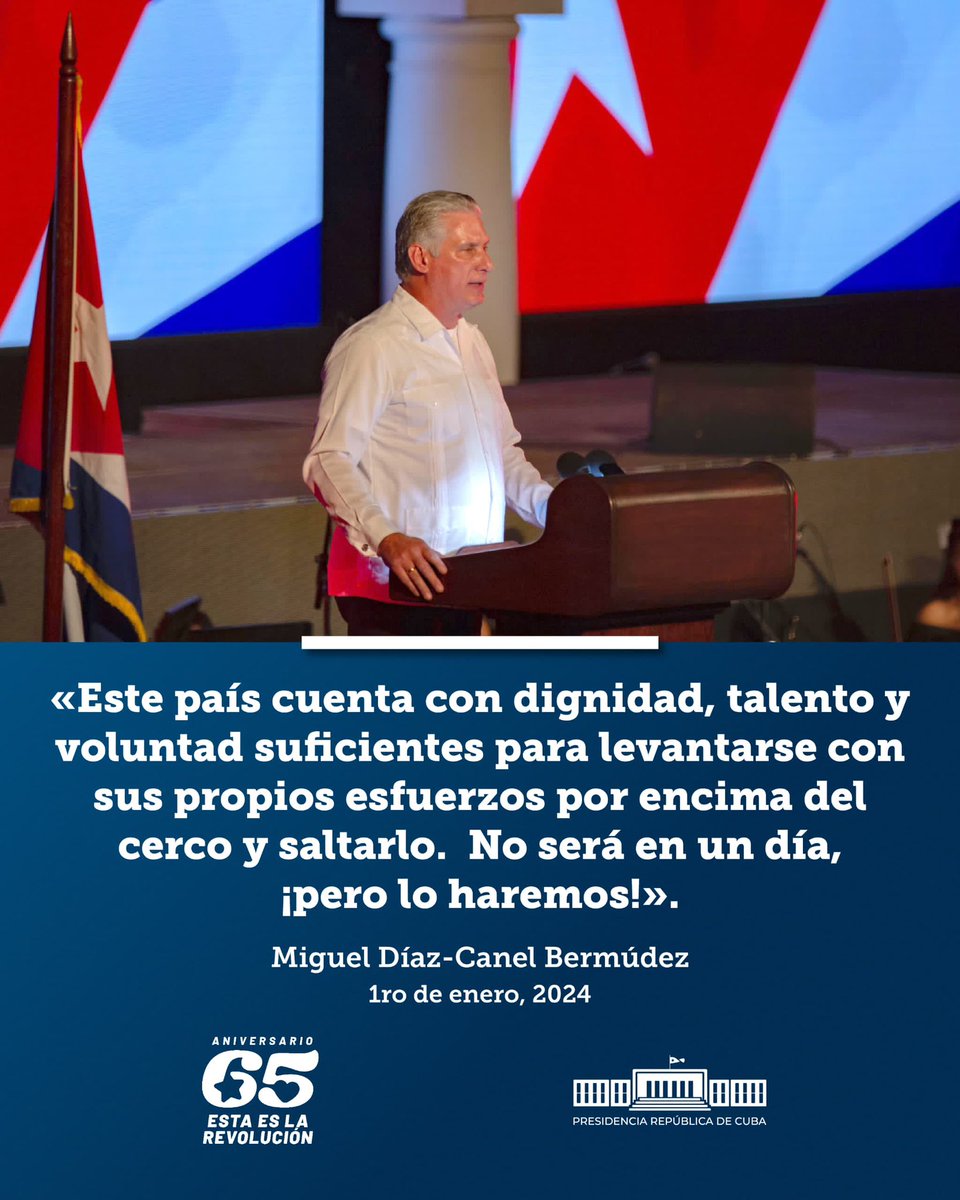 PresidenciaCuba's tweet photo. 🇨🇺| @DiazCanelB: “Este país cuenta con dignidad, talento y voluntad suficientes para levantarse con sus propios esfuerzos por encima del cerco y saltarlo.  No será en un día, ¡pero lo haremos!”

#EstaEsLaRevolución ❤️ https://t.co/YFpGrJwvi8