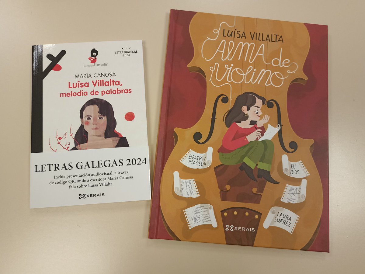 Comezamos o ano de #LuísaVillalta recomendando dous libros: 🎶 'Luísa Villalta. Melodía de palabras', de @_MariaCanosa. 🎻 'Luísa Villalta. Alma de violino', de @xafoi, @_Eli_Rios_ e #LauraSuárez. #LetrasGalegas2024