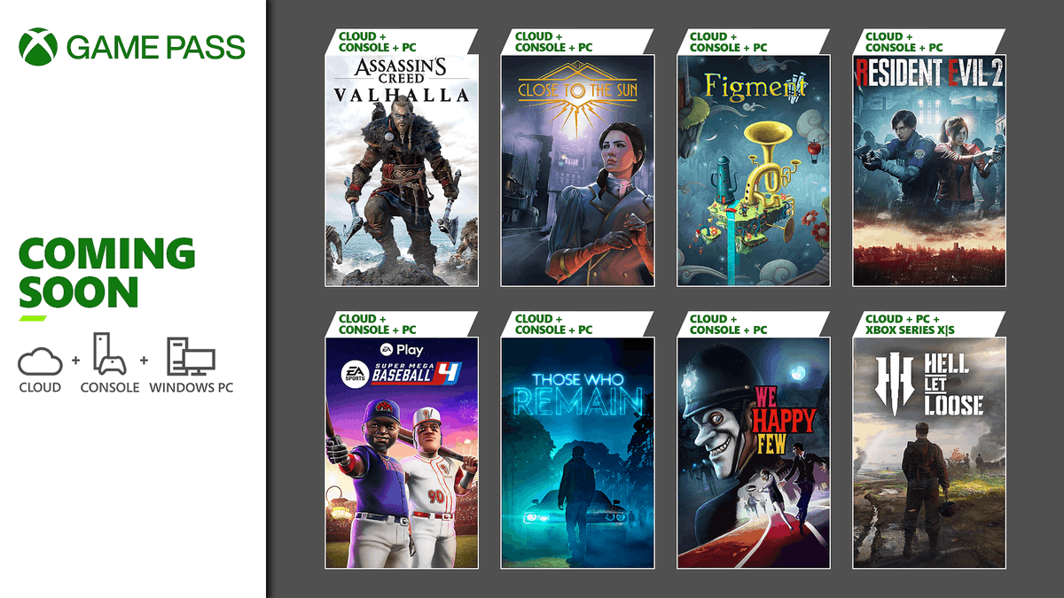 ShinZx21's tweet photo. La primera tanda de #XboxGamePass del año ya está aquí y no podría ser más potente.
Entre por fin #WeHappyFew, llega #ACVallhalla y #ResidentEvil2
Que os parece? https://t.co/rBGCygOy5D