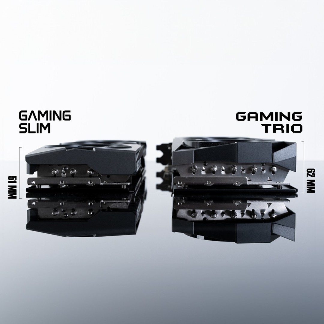 ComputersPrince's tweet photo. Size matters, but so does style! 🚀💻 Comparing the powerhouse MSI Trio and the  MSI Slim graphics cards: Trio dominates with its impressive dimensions, while Slim takes the crown for compact elegance. 🔍✨

⁠
#msi #gaming #esports #MSIGraphicsCard #GamingTRIO #GamingSLIM #pc https://t.co/ARt17T4yox