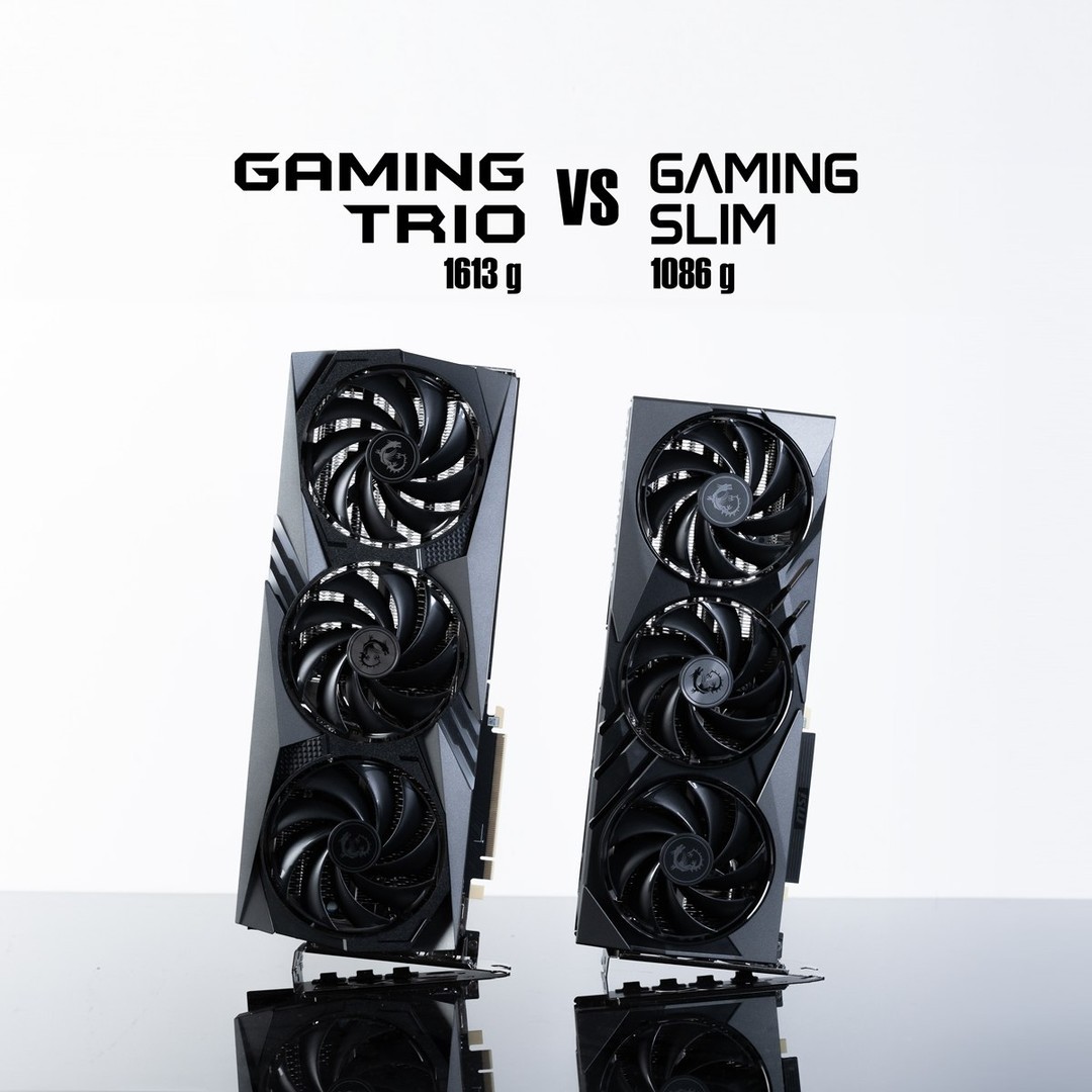 Size matters, but so does style! 🚀💻 Comparing the powerhouse MSI Trio and the  MSI Slim graphics cards: Trio dominates with its impressive dimensions, while Slim takes the crown for compact elegance. 🔍✨

⁠
#msi #gaming #esports #MSIGraphicsCard #GamingTRIO #GamingSLIM #pc