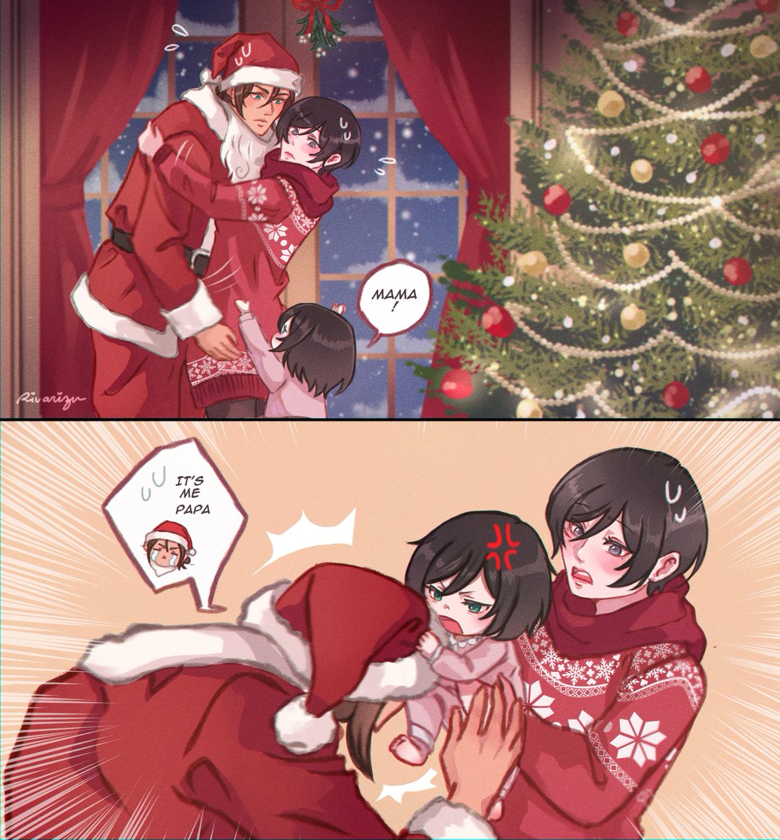 "I saw mommy kissing Santa Claus (&amp; I wrestle him) last night~‼️"

I know it's already New years but I got stucked on Christmas lol💦

#eremika #エレミカ