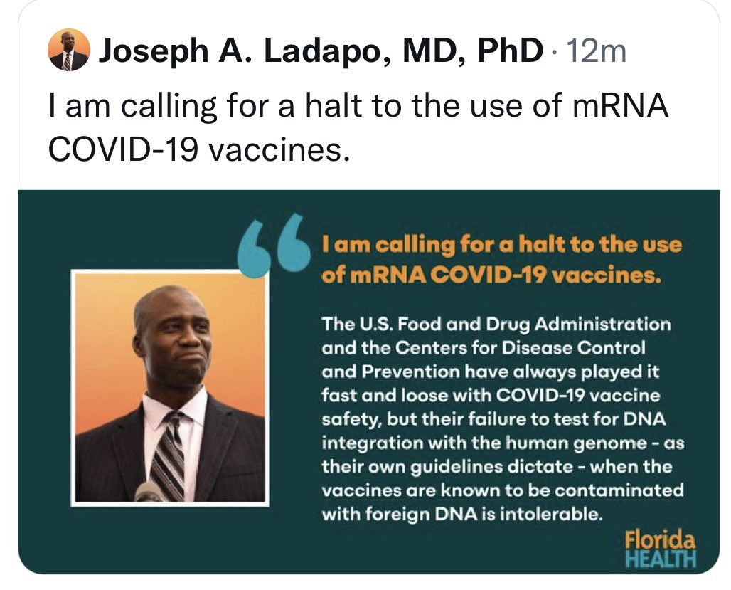 13orangesbc's tweet photo. Dear @RishiSunak @wesstreeting @ABridgen @TiceRichard @DrTeckKhong @MHRAgovuk @MaajidNawaz @AllisonPearson @lawrie_dr @DrAseemMalhotra 

Time to follow @FLSurgeonGen in calling a halt to the use of mRNA COVID-19 vaccines...

#EfficacyLie #ExcessDeaths #DiedSuddenly #TurboCancer https://t.co/tRpPvQ7Ilx