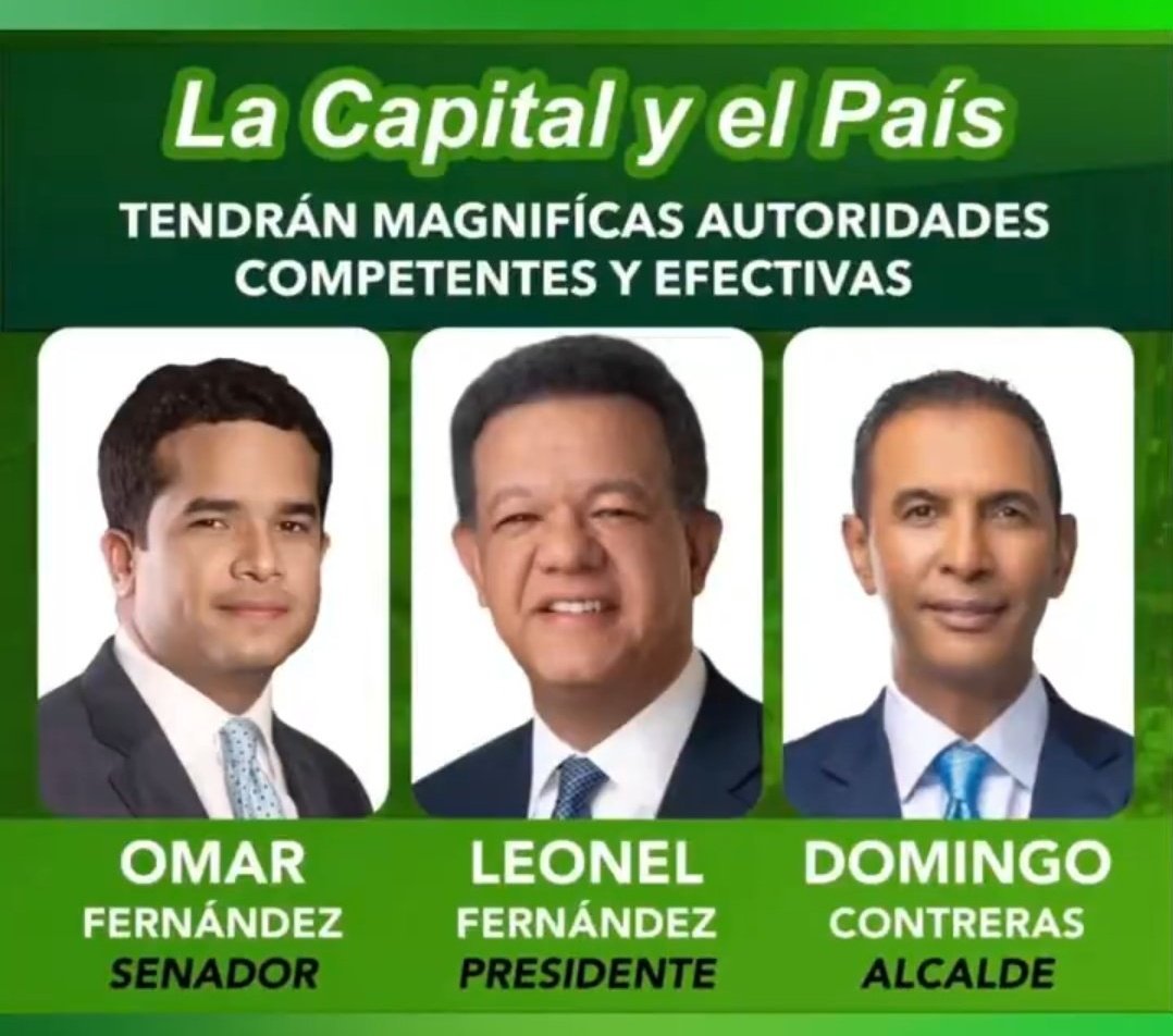 No habrá ningún desperdicio con esta Tripleta Ganadora, la ciudad capital y sus moradores tienen la oportunidad de elegir bien.

Para el mes de febrero a votar por el próximo Alcalde <a href="/DomingoCG1/">Domingo Contreras</a> y en mayo votar por el próximo Senador <a href="/OmarLFernandez/">Omar Fernández</a> e presidente <a href="/LeonelFernandez/">Leonel Fernández</a>