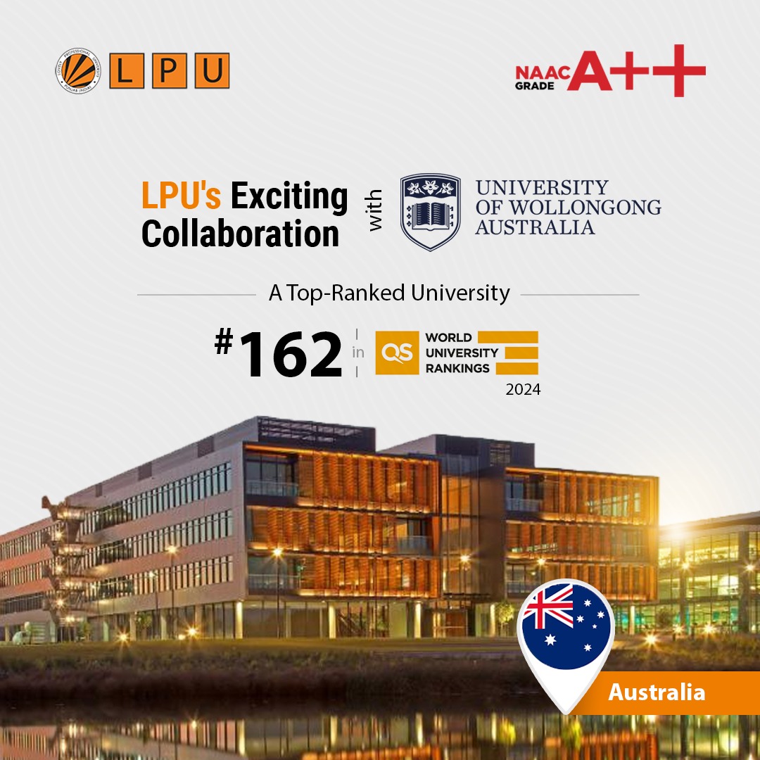 Envisioning studying in Australia? Let us introduce you to LPU's exciting collaboration with the University of Wollongong, Australia, a top-ranked University (#162 in QS World University Rankings 2024)!

#LifeAtLPU #ExchangeProgram #UniversityOfWollongong #GlobalLearning