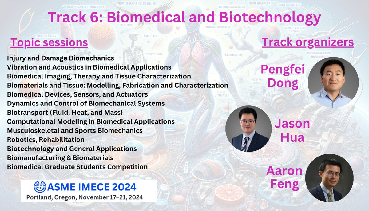 Happy New Year! 🎆🎉 I'm resuming my review of the tracks, topic and organizers at <a href="/ASMEdotorg/">ASME.org</a> #IMECE2024. The next track is near and dear to my heart. I have been organizing the Injury and Damage Biomechanics Topic for many years. I have found some of my closest academic friends