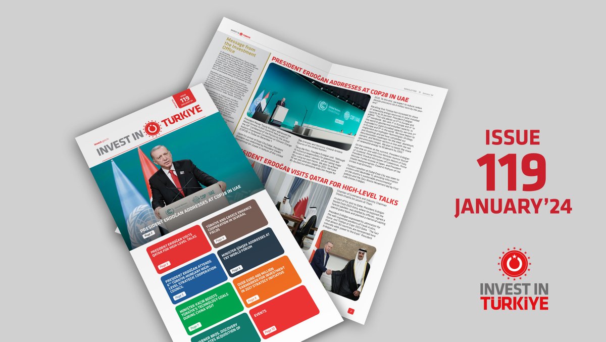 InvestTurkey's tweet photo. 📢 Don’t miss out on the latest round up of #investment news from #Türkiye!
📷 Invest in Türkiye Newsletter | January issue is now available at https://t.co/HDUbaCG6RU.
#ResilientPartner #FDI #investment https://t.co/xDxR4Co65D
