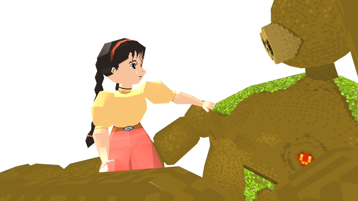 mirekinho's tweet photo. Posing shots of the Laputian robot and Sheeta from the anime film Laputa: Castle in the Sky (天空の城ラピュタ). #crocotile3d #pixelart #pixelartist #aseprite #3D #lowpoly #Ghibli #anime #Robot #Miyazaki https://t.co/242o0dDBxp