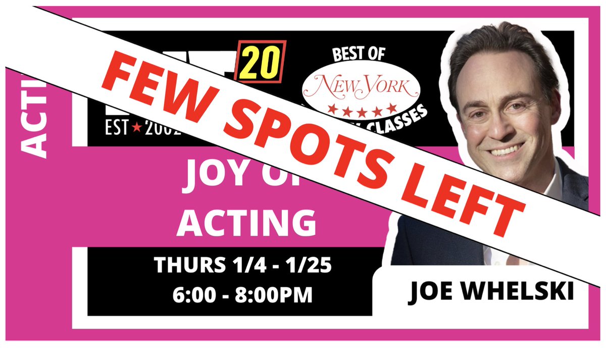 jwhelski's tweet image. Join me this Thursday, 1/4 for the brand new: "Joy of Acting" class at Peoples Improv Theater. Only a few spots left! #acting #nycactors #NYC  #actingclass #peoplesimprovtheater 
 thepit-nyc.com/events/joy-of-…