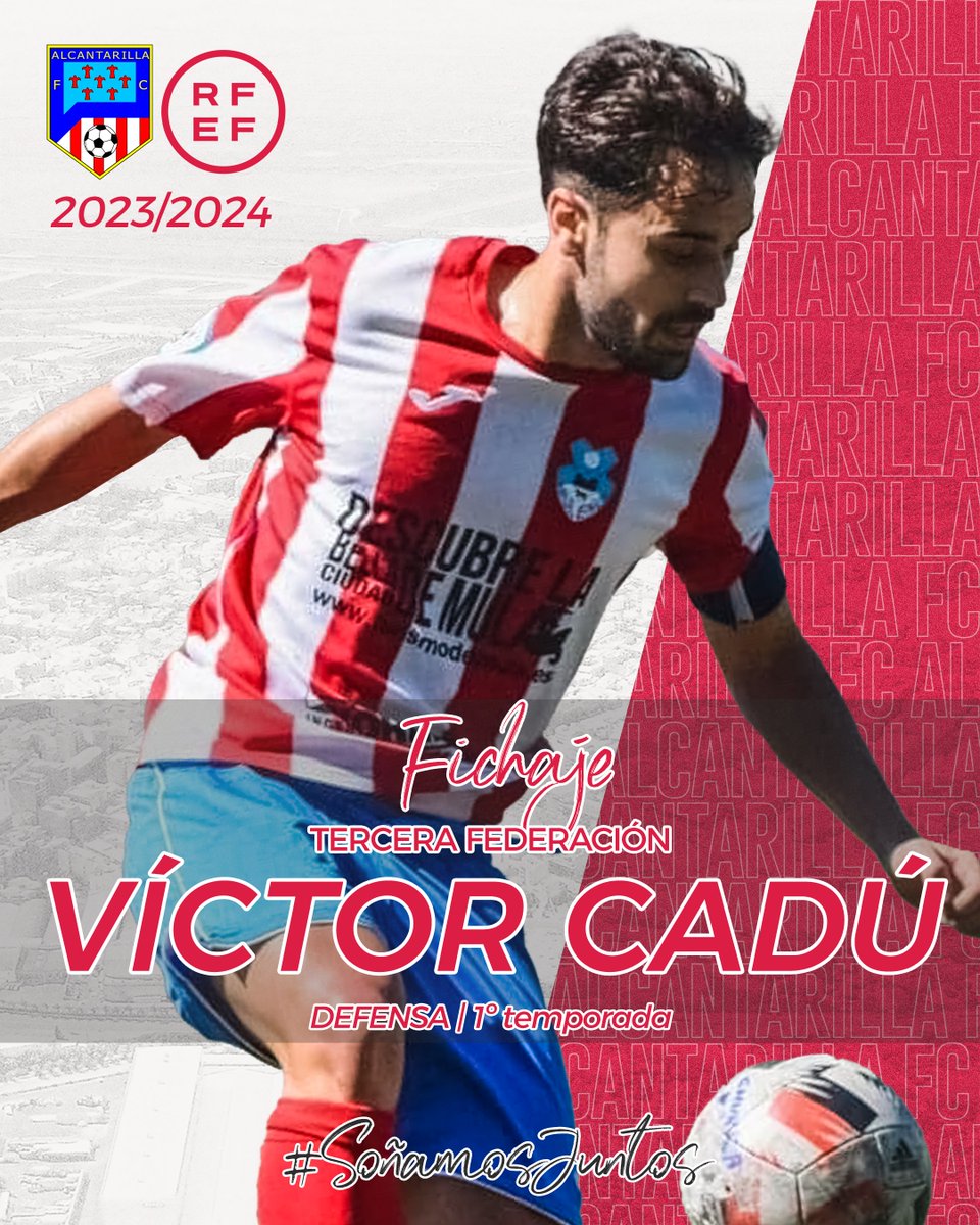 ✅📝 | #FICHAJE #3RFEF

⚡️Víctor Cadú , nueva incorporación a la zaga rojiblanca para la temporada 2023/2024

🔙⚽️ El lateral derecho es gran conocedor de la categoría nacional donde capitaneó al Muleño CF durante más de una década.

#SoñamosJuntos ❤🤍