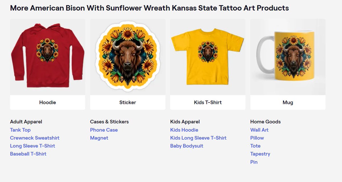 American Bison With Sunflower Wreath Kansas State Tattoo Art - Kansas State - #TShirt #TeePublic #taiche #kansasday #art #accessories #fashion #givegreatgifts #visitkansas #kansas #exploreks #explorekansas #travelkansas #sunflower teepublic.com/t-shirt/470043…