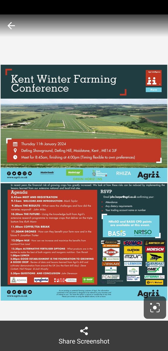 Just a reminder to say @BTTUK_Tillage are @AgriiUK Winter Conference on the 11th of January. Please see how to register below. @TillageTools VOS and more. @Niaux200