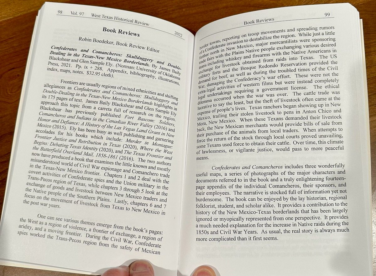 JB_Blackshear's tweet photo. Great review of my co-authored book, CONFEDERATES & COMANCHEROS #newmexico #nmhistory #westernhistory https://t.co/BZGtmoCsNd