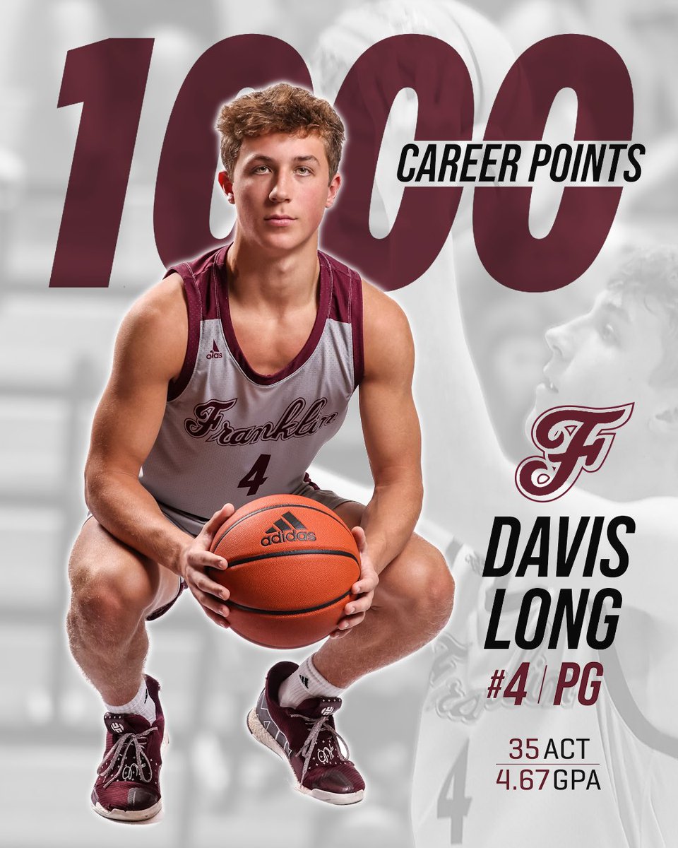 wcsFHSHoops's tweet photo. Congratulations Senior PG @DavisLong14 on scoring his 1,000th career point!

Davis had a game high 19 points and 10 assists while leading Franklin to a 66-64 win over #4 Ravenwood.

Davis also has a 35 ACT and a 4.67 GPA!

#TheFlagship ⚓️🏀
#DontGiveUpTheShip https://t.co/bKRveUgCiG