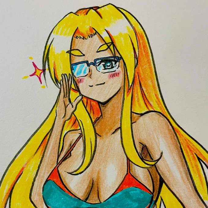 年末にミコを描いて頂いたので私もハルカさんを描きました描かれた恩は描いて返す精神(笑) 