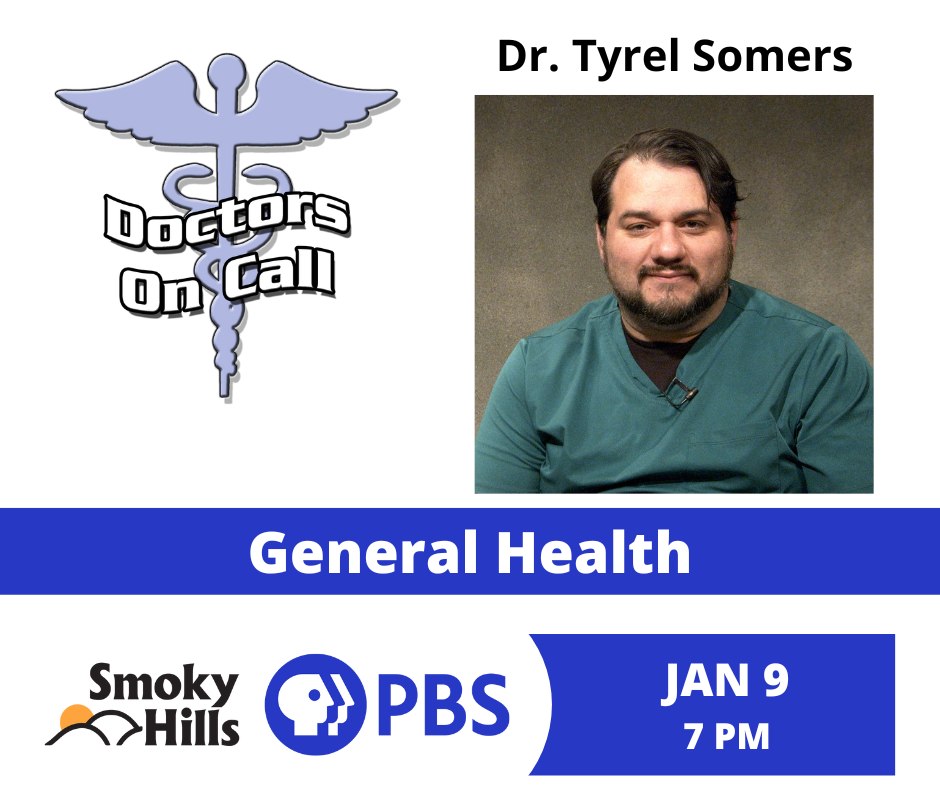 SmokyHillsPBS's tweet photo. The countdown begins! On Tuesday, #DoctorsOnCall is back for another season. Join us for an enlightening #LIVE discussion on general health with Dr. Somers.
☎️ Call 1-800-337-4788 during the show to ask your general health questions! #SHPBS https://t.co/MhwGbgtTpS