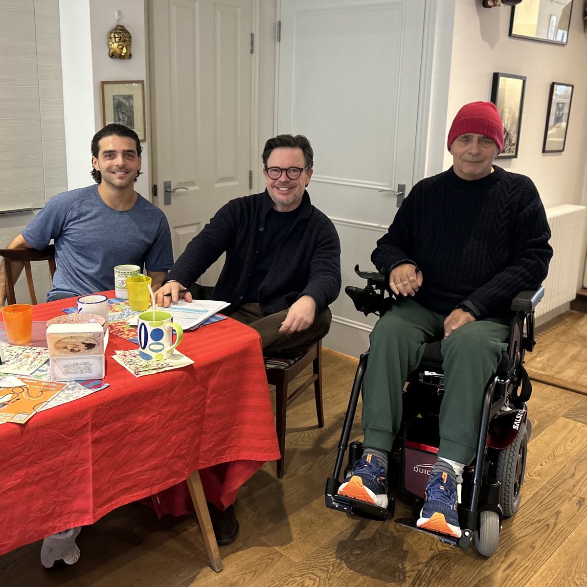 HamishH1931's tweet photo. Day One of editing with HANIF KUREISHI and ⁦@carlokureishi⁩, with Hanif finally back home after a year in hospitals. The book we are working on is called ‘Shattered’ — a record of that year — to come this October https://t.co/Yefu7sXuyA